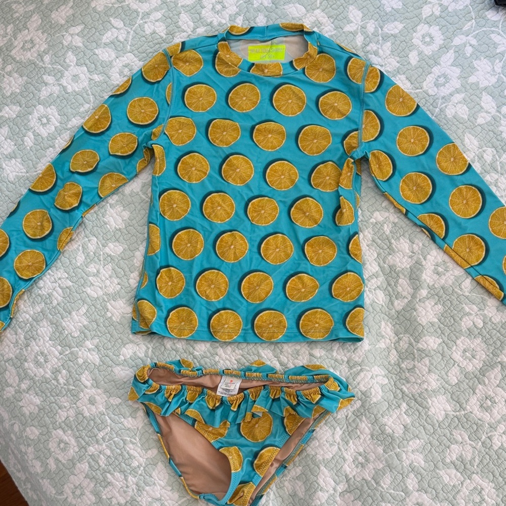 Crewcuts Blue and Yellow Citrus Kids Rashguard Set